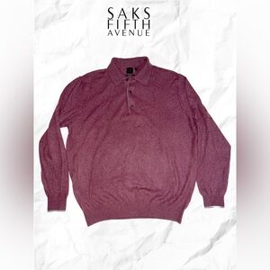 Saks Fifth Avenue Men’s Red Melange Cashmere Polo Sweater